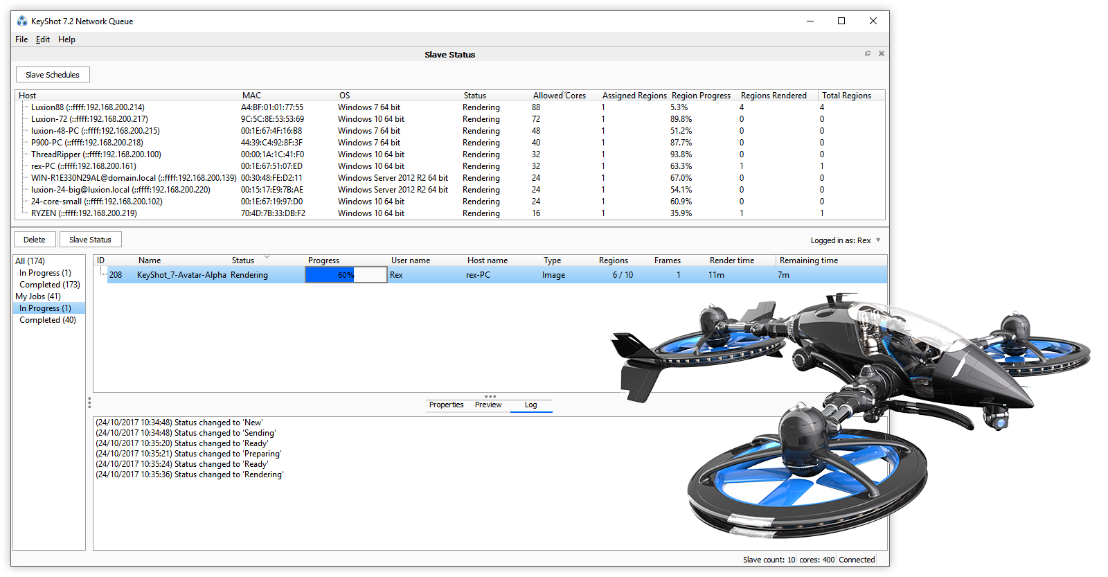 keyshot 7.2 network rendering queue 01