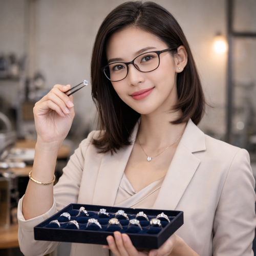 Jewelery expert displaying sparkling diamonds-ai generated